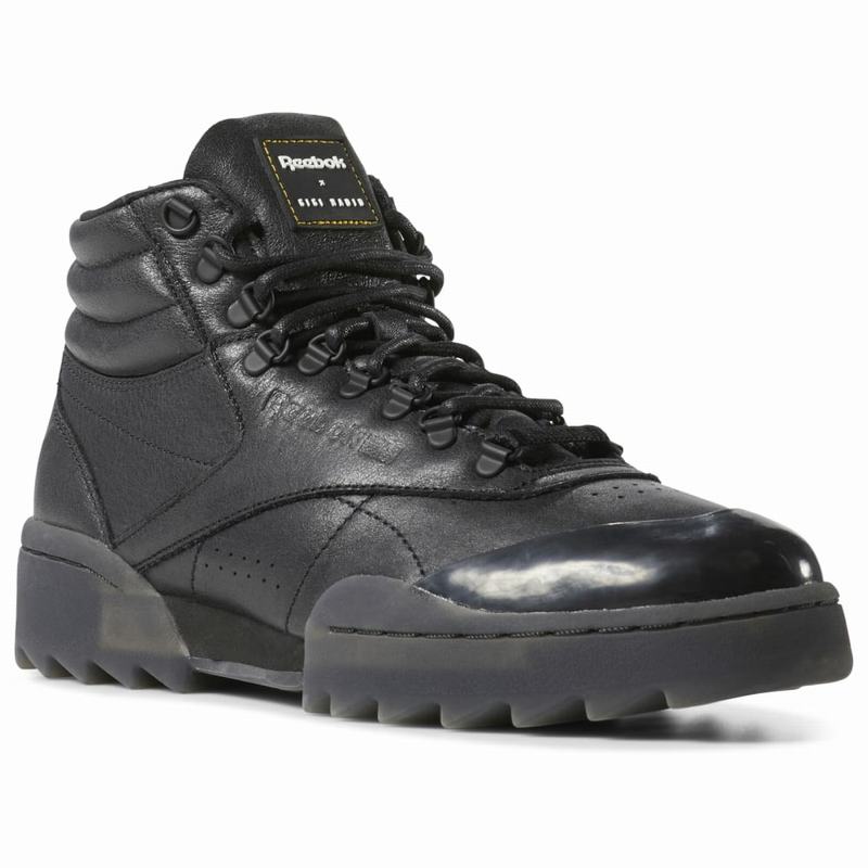 Tenisi Reebok X Gigi Hadid Freestyle Hi Nova Ripple Dama Negrii/Aurii/Albi Romania HC6496SW